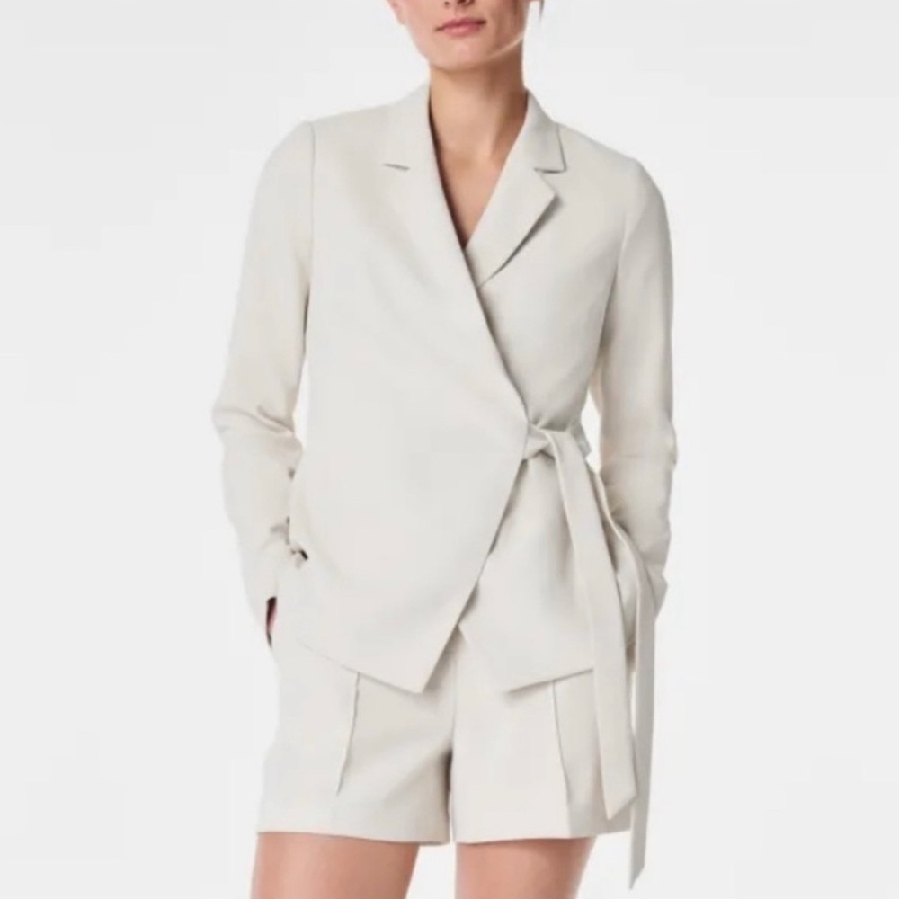 Spanx Opacity Crepe Wrap Blazer In Parchment Womens Size 1X NWT Career Business‎